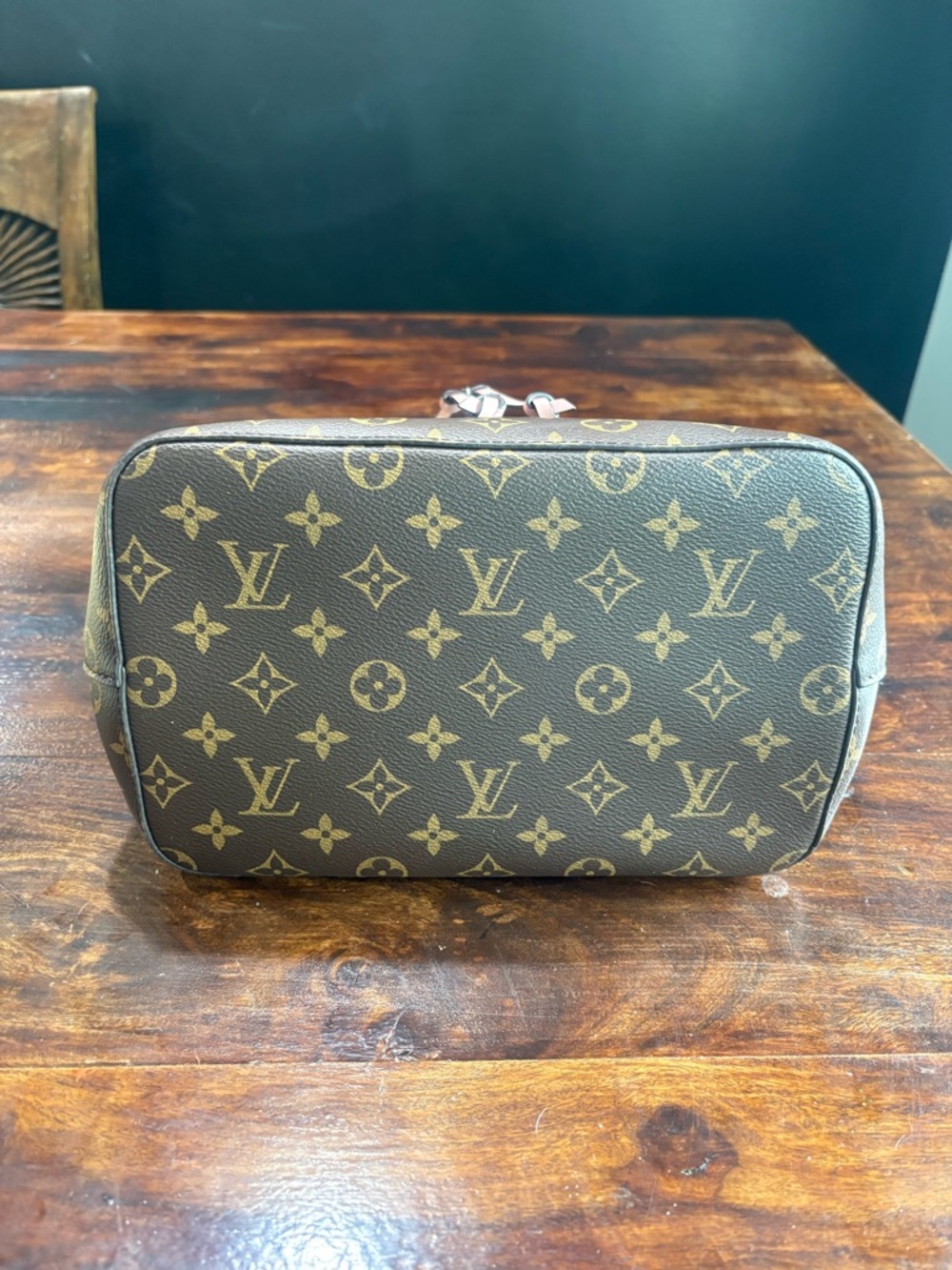 Louis Vuitton Monogram Nano Noé Bucket Bag in Brown with Pink Trim - Picture 6 of 10